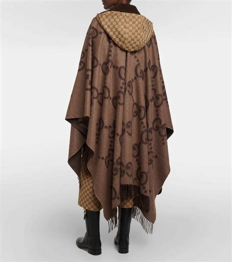 gucci capello hoed|Gucci Reversible jumbo GG cashmere cape.